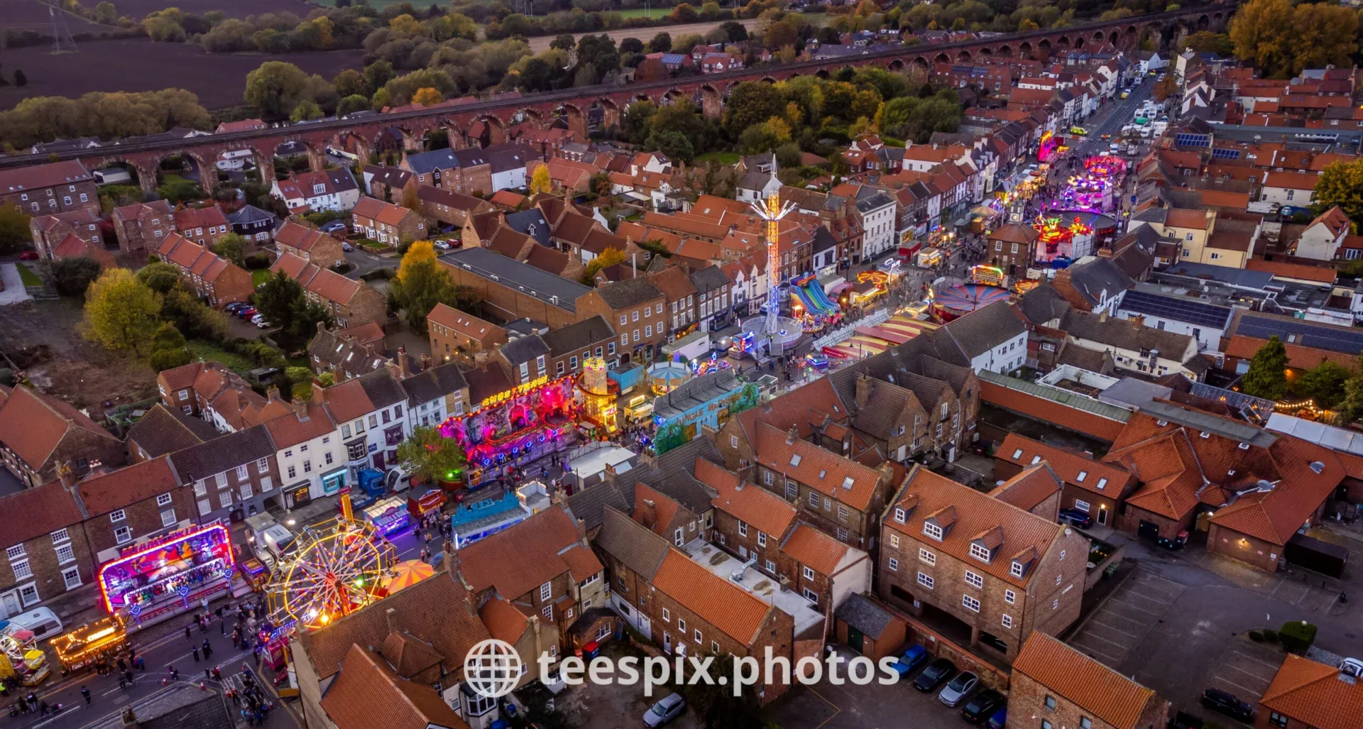 Yarm Fair from above looking down on the High Street