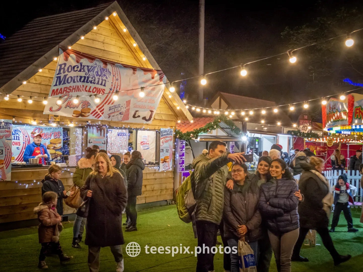 Middlesbrough Christmas Lights Switch On event showing a food stall with crowds around.