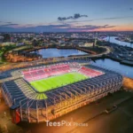 Stunning Night-time Aerial Views showcase Middlesbrough’s Riverside Stadium